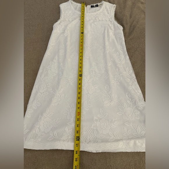 Karl Lagerfeld Paris Lace Shift White Flower Vacation Dress Women Size 16 - Picture 6 of 8